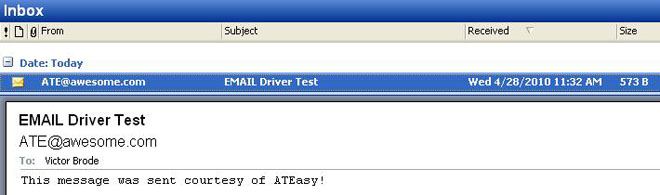 Screenshot: Received message from Outlook.